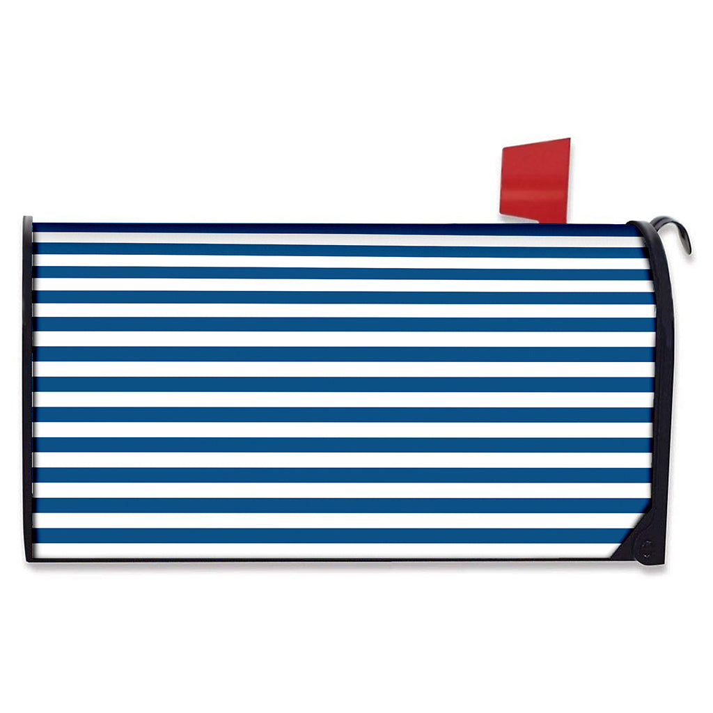 Blue And White Striped Pattern Print Mailbox Cover