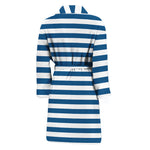 Blue And White Striped Pattern Print Men's Bathrobe