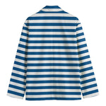 Blue And White Striped Pattern Print Men's Blazer