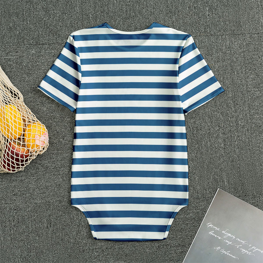 Blue And White Striped Pattern Print Men's Bodysuit