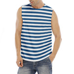 Blue And White Striped Pattern Print Men's Fitness Tank Top