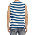 Blue And White Striped Pattern Print Men's Fitness Tank Top