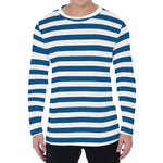 Blue And White Striped Pattern Print Men's Long Sleeve T-Shirt