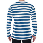 Blue And White Striped Pattern Print Men's Long Sleeve T-Shirt