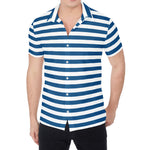 Blue And White Striped Pattern Print Men's Shirt