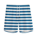Blue And White Striped Pattern Print Men's Athletic Shorts