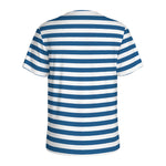Blue And White Striped Pattern Print Men's Sports T-Shirt
