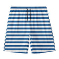 Blue And White Striped Pattern Print Men's Swim Trunks