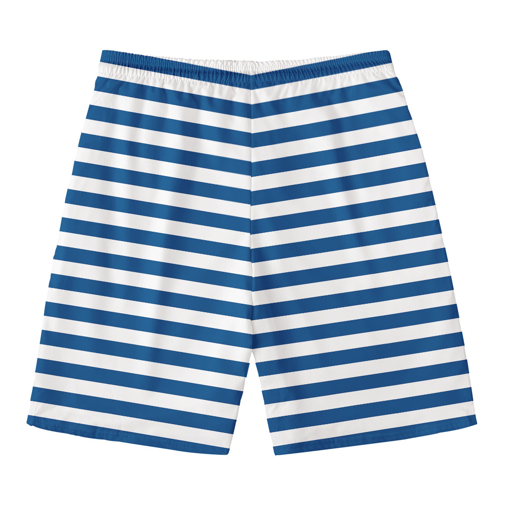 Blue And White Striped Pattern Print Men's Swim Trunks