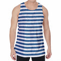 Blue And White Striped Pattern Print Men's Velvet Tank Top