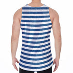 Blue And White Striped Pattern Print Men's Velvet Tank Top