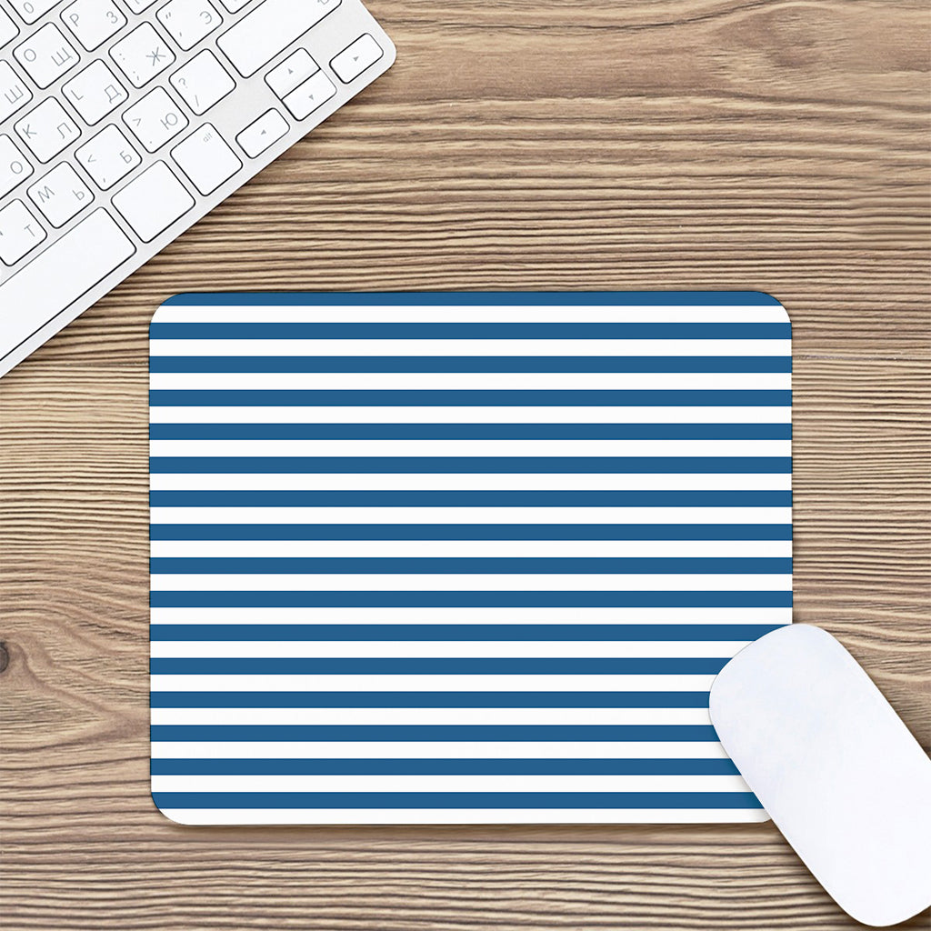 Blue And White Striped Pattern Print Mouse Pad