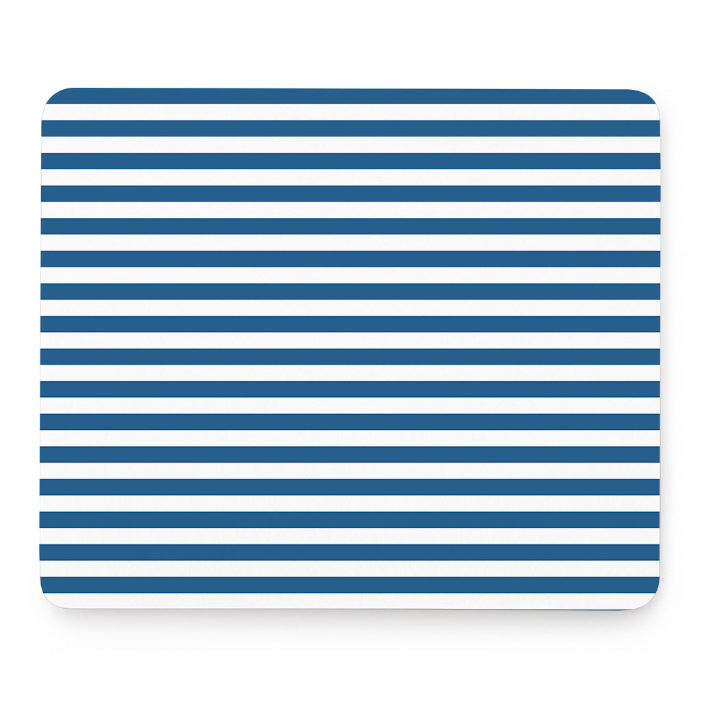 Blue And White Striped Pattern Print Mouse Pad
