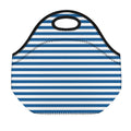 Blue And White Striped Pattern Print Neoprene Lunch Bag