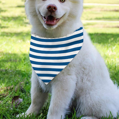 Blue And White Striped Pattern Print Over The Collar Dog Bandana