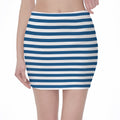 Blue And White Striped Pattern Print Pencil Mini Skirt
