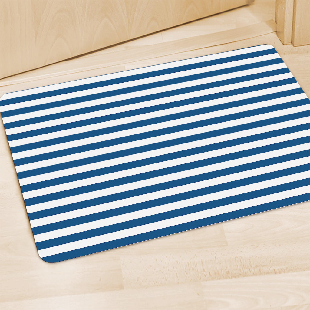 Blue And White Striped Pattern Print Polyester Doormat