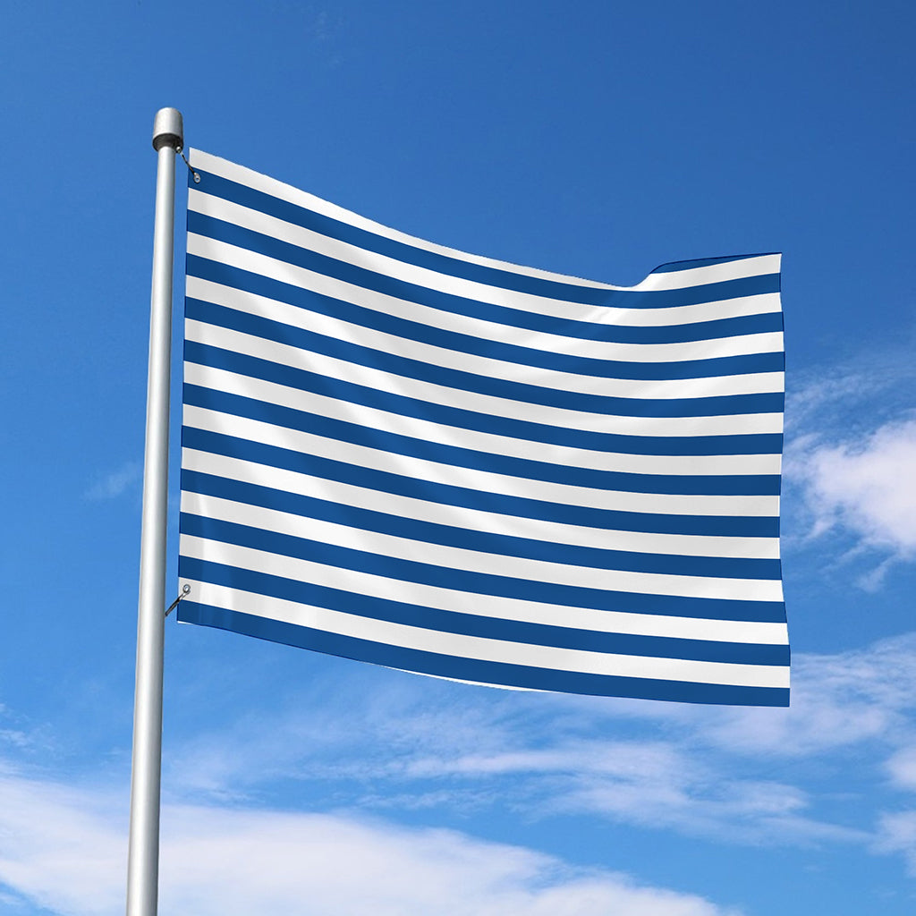Blue And White Striped Pattern Print Polyester Flag
