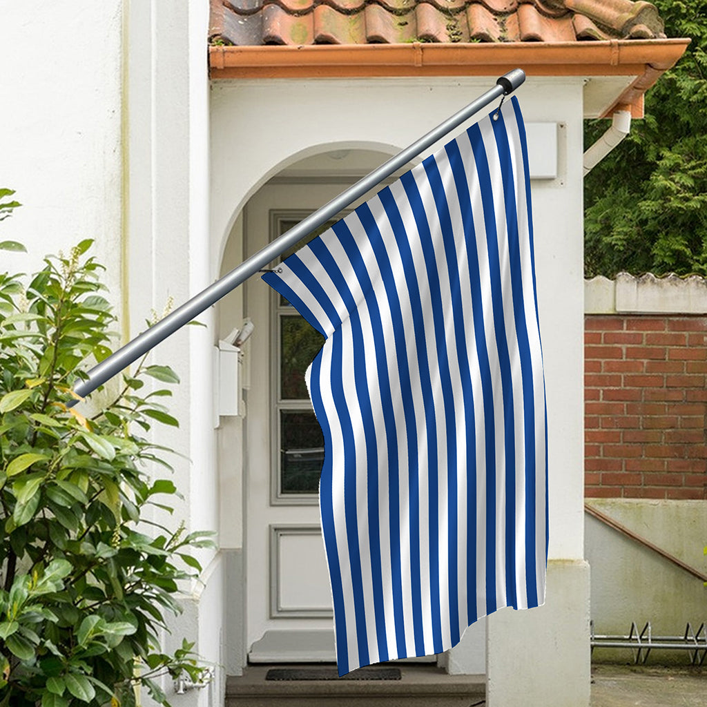 Blue And White Striped Pattern Print Polyester Flag