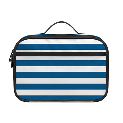 Blue And White Striped Pattern Print Portable Lunch Bag