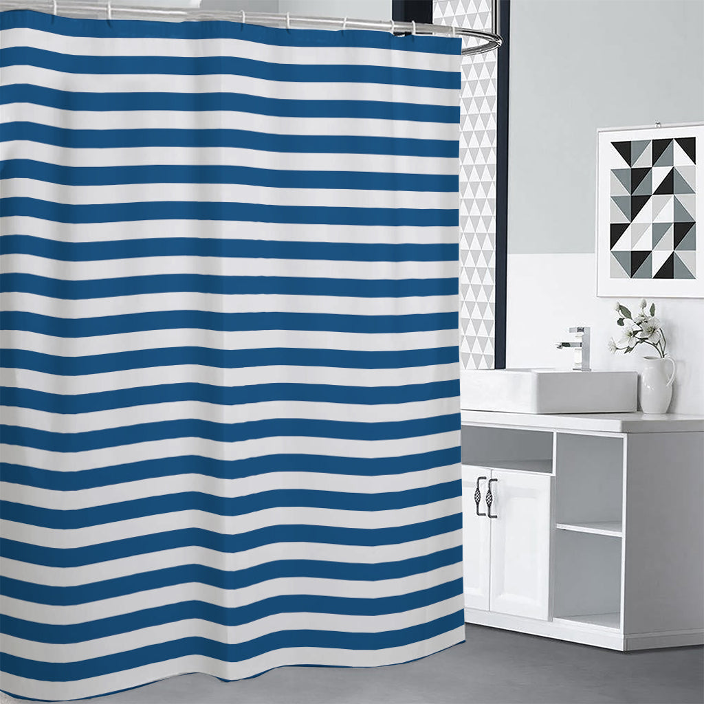 Blue And White Striped Pattern Print Premium Shower Curtain