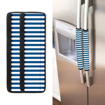 Blue And White Striped Pattern Print Refrigerator Handle Covers