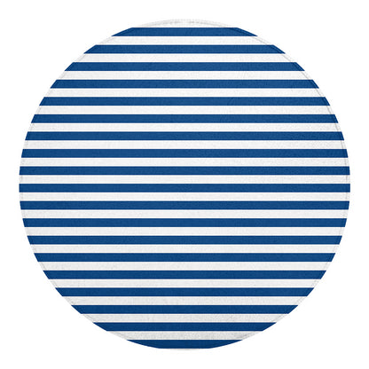 Blue And White Striped Pattern Print Round Blanket