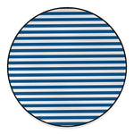 Blue And White Striped Pattern Print Round Floor Mat
