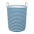 Blue And White Striped Pattern Print Round Laundry Basket