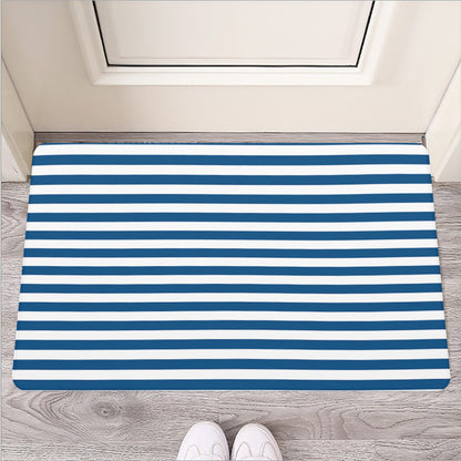 Blue And White Striped Pattern Print Rubber Doormat