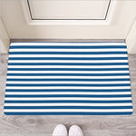 Blue And White Striped Pattern Print Rubber Doormat