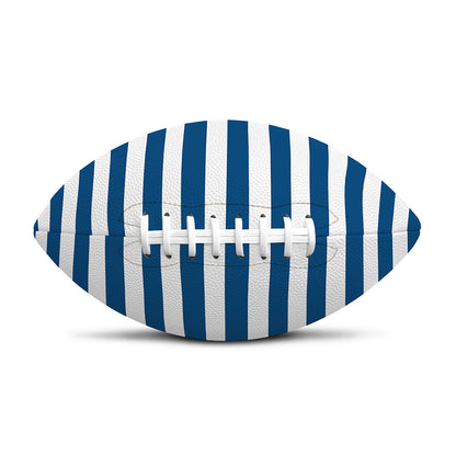 Blue And White Striped Pattern Print Rugby Ball