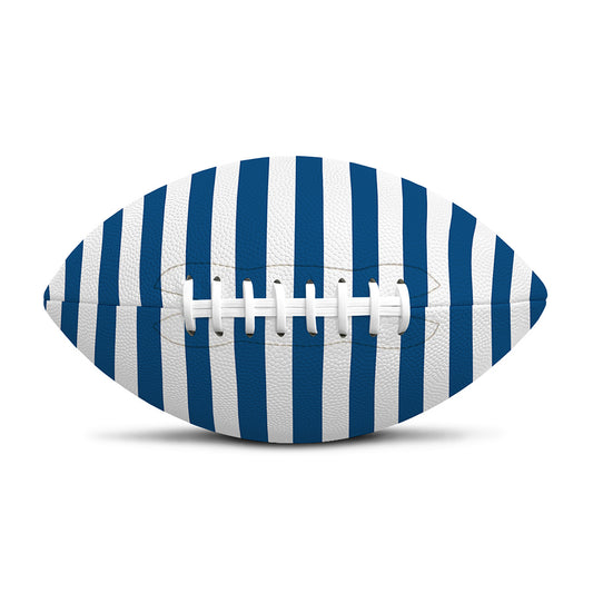 Blue And White Striped Pattern Print Rugby Ball