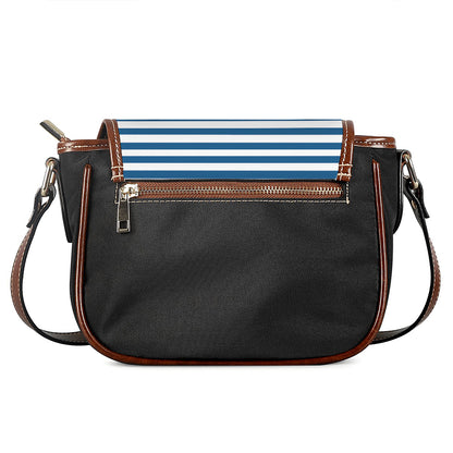 Blue And White Striped Pattern Print Saddle Bag