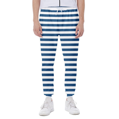 Blue And White Striped Pattern Print Scuba Joggers
