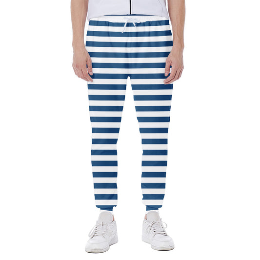 Blue And White Striped Pattern Print Scuba Joggers