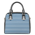 Blue And White Striped Pattern Print Shoulder Handbag