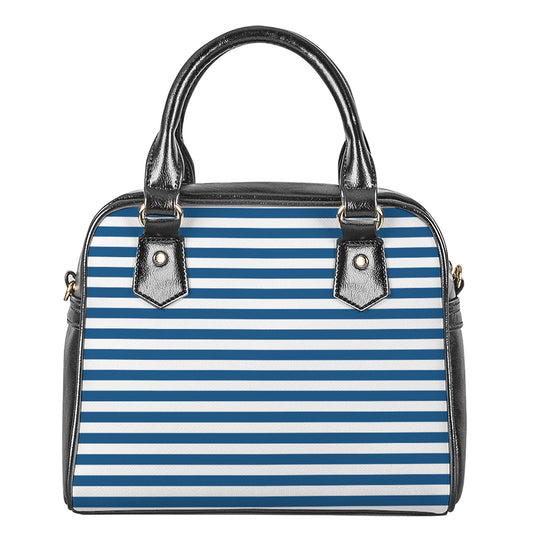 Blue And White Striped Pattern Print Shoulder Handbag