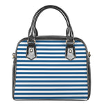 Blue And White Striped Pattern Print Shoulder Handbag
