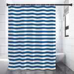 Blue And White Striped Pattern Print Shower Curtain