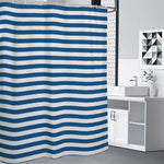 Blue And White Striped Pattern Print Shower Curtain