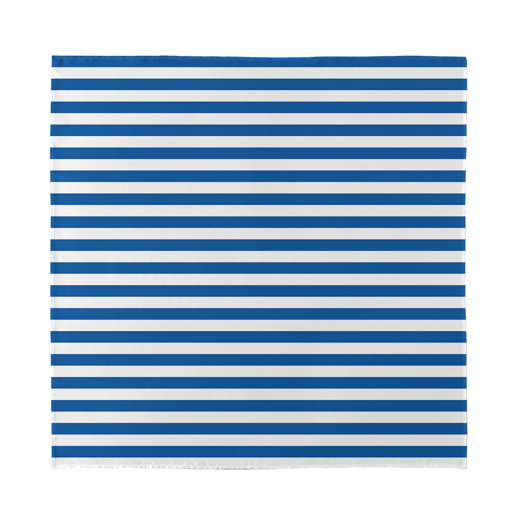 Blue And White Striped Pattern Print Silk Bandana