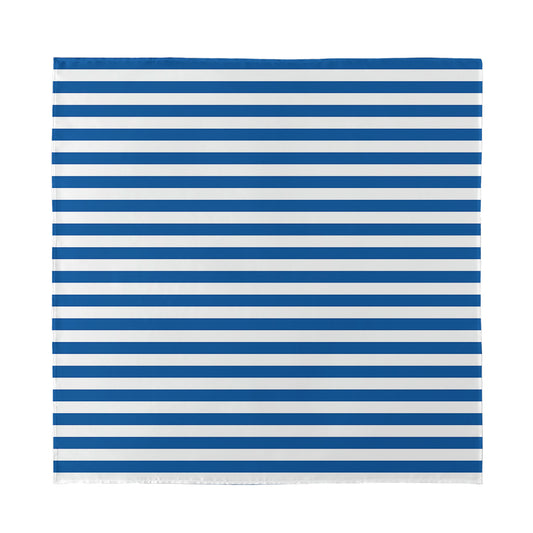 Blue And White Striped Pattern Print Silk Bandana