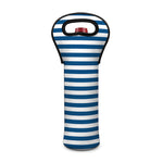 Blue And White Striped Pattern Print Single Neoprene Wine Tote