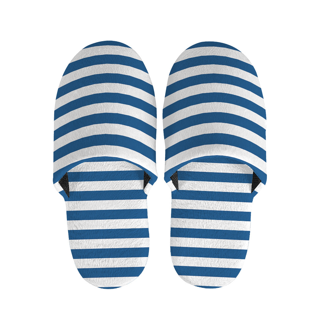 Blue And White Striped Pattern Print Slippers