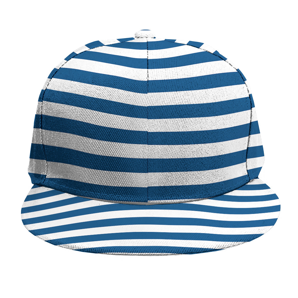 Blue And White Striped Pattern Print Snapback Cap