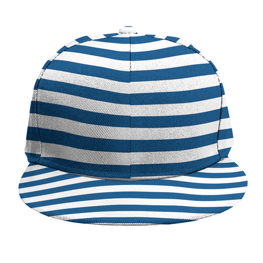 Blue And White Striped Pattern Print Snapback Cap