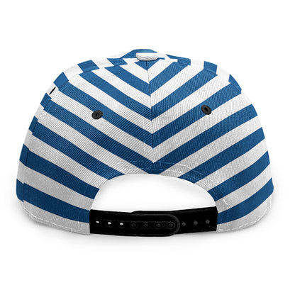 Blue And White Striped Pattern Print Snapback Cap