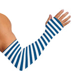 Blue And White Striped Pattern Print Sun Protection Arm Sleeves