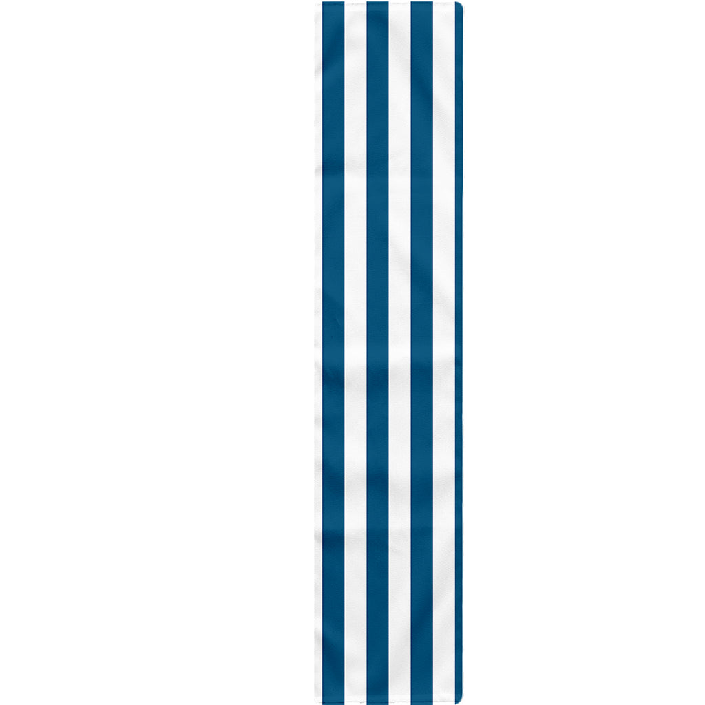 Blue And White Striped Pattern Print Table Runner